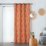 Rideau imprim feuille de palmier coton orange 140x240 cm