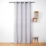 Rideau jacquard � oeillets - effet tweed polyester bleu 140x240 cm