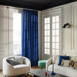 Rideau en laine bleu 142x280 cm