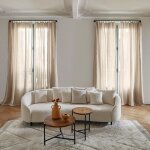 Rideau en lin beige 150x350 cm