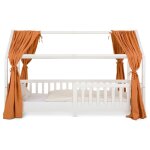 Rideaux de lit enfant en mousseline de coton, cuivr