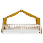 Rideau de lit enfant en mousseline de coton, jaune