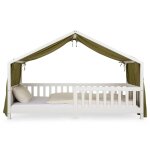 Rideau de lit enfant en mousseline de coton, vert fonc