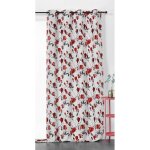 Rideau motif fleur magnolia - 135x250cm - rouge