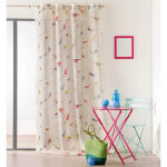 Rideau occultant bucolique imprimé colibri polyester naturel 145x260 Rideau occultant bucolique imprimé colibri polyester naturel 145x260
