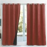 Rideau occultant en polyester rouge tomette 140x240cm