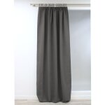 Rideau occultant total effet lin galon fronceur gris mc740 130x260