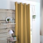 Rideau occultant uni tramé polyester jaune moutarde 140x260 cm Rideau occultant uni tramé polyester jaune moutarde 140x260 cm