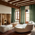 Rideau  oeillets dors en velours vert de gris 135x280 cm
