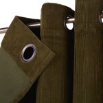 Rideau  oeillets en velours de coton ctel vert kaki  l'unit 140x300