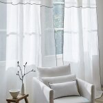 Rideau panneau en lin blanc 150x280 cm Rideau panneau en lin blanc 150x280 cm