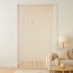 Rideau de porte macram� coton naturel 90x200cm