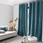 Rideau thermique et occultant en velours bleu canard 140 x 260 cm Rideau thermique et occultant en velours bleu canard 140 x 260 cm