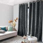 Rideau thermique en velours tramé gris anthracite 140x260cm Rideau thermique en velours tramé gris anthracite 140x260cm