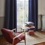 Rideau tissage toile  l'effet satin bleu 200x277 cm