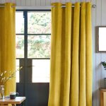 Rideau toucher velours jaune 140x250