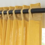 Rideau uni en gaze de coton pattes caches  l'unit 140x300cm jaune