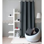 Rideau uni � oeillets polyester gris fonc� 140x240 cm