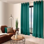 Rideau uni � oeillets polyester vert emeraude 140x240 cm