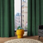 Rideau en velours - - effet bross polyester / velours vert 140x260 cm