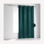Rideau en velours fiore polyester / velours bleu canard