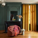 Rideau velours mat au tissage dense jaune 135x350 cm Rideau velours mat au tissage dense jaune 135x350 cm