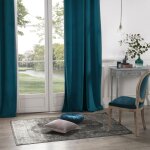 Rideau en velours occultant polyester bleu canard 140x260 cm