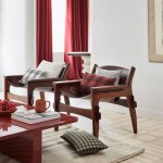 Rideau velours uni et point de bourdon noir rouge 140x270 cm Rideau velours uni et point de bourdon noir rouge 140x270 cm