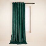 Rideau velours uni et point de bourdon noir vert 140x270 cm Rideau velours uni et point de bourdon noir vert 140x270 cm