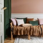 Rideau en velours uni et point de bourdon noir vert