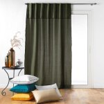Rideau voilage surfil passants cachs coton vert sapin 140x240 cm
