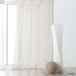Rideau voilage tamisant en poly - lin blanc cass� 145x240 cm