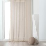 Rideau voilage tamisant en poly - lin ecru 145x240 cm