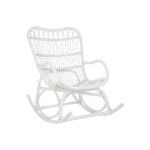 Rocking chair en rotin blanc dossier haut