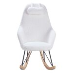 Rocking - chair scandinave effet laine mohair blanc evy