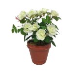 Rosier plante fleur artificielle ext�rieur cimeti�re tissu blanc 23cm
