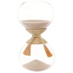 Sablier beige en verre et accessoire en raphia