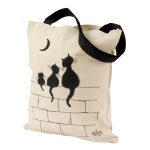 Sac 3 chats en coton ecru 40 x 35 cm