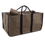Sac � b�ches chevrons en toile de jute plastifi�e marron