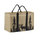 Sac à bûches en jute cerf dans la forêt Sac à bûches en jute cerf dans la forêt