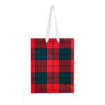 Sac cadeau motif tartan rouge, vert et dor