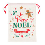 Sac de nol en jute beige, rouge et verte 17x23 cm