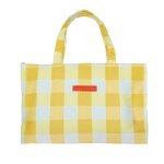 Sac de plage avec serviette vichy coton jaune Sac de plage avec serviette vichy coton jaune