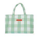 Sac de plage avec serviette vichy coton vert