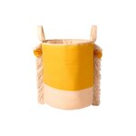 Sac de rangement lion coton moutarde 45 cm