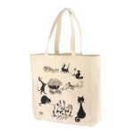 Sac shopping multichats en coton ecru 40 x 36 x 16 cm