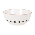 Saladier en céramique blanche motifs rouges et noirs Saladier en céramique blanche motifs rouges et noirs