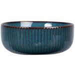 Saladier en cramique bleue et marron