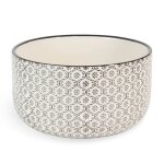 Saladier en cramique noire et blanche motifs graphiques