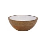 Saladier en manguier et rsine blanche diamtre 18 cm